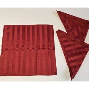 3 Red On Red Striped Cloth‎ Napkins